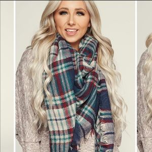 Plaid blanket scarf